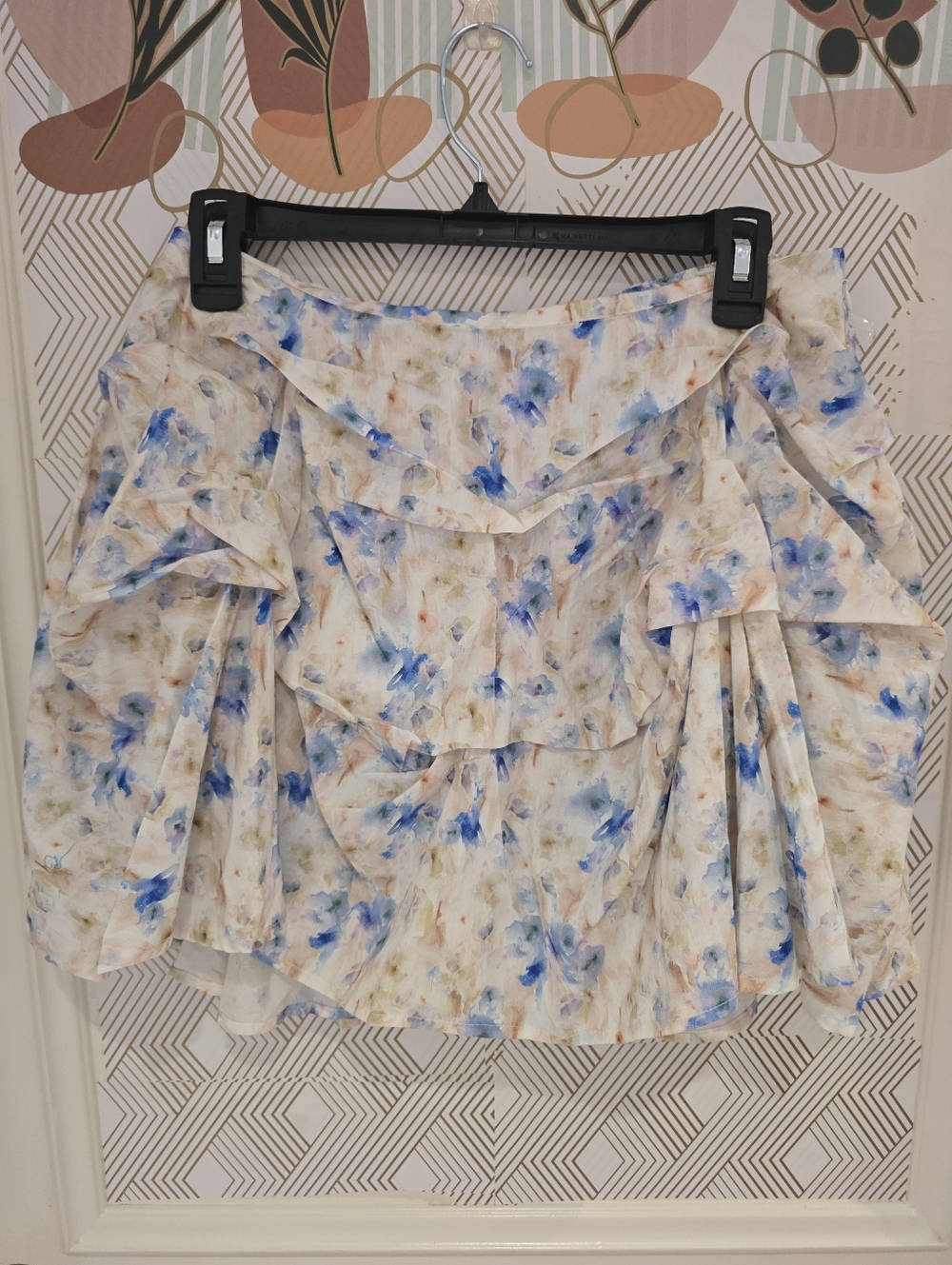 Entro Floral Pink Or Blue Ruffle Mini Skirt - Picture 9 of 11
